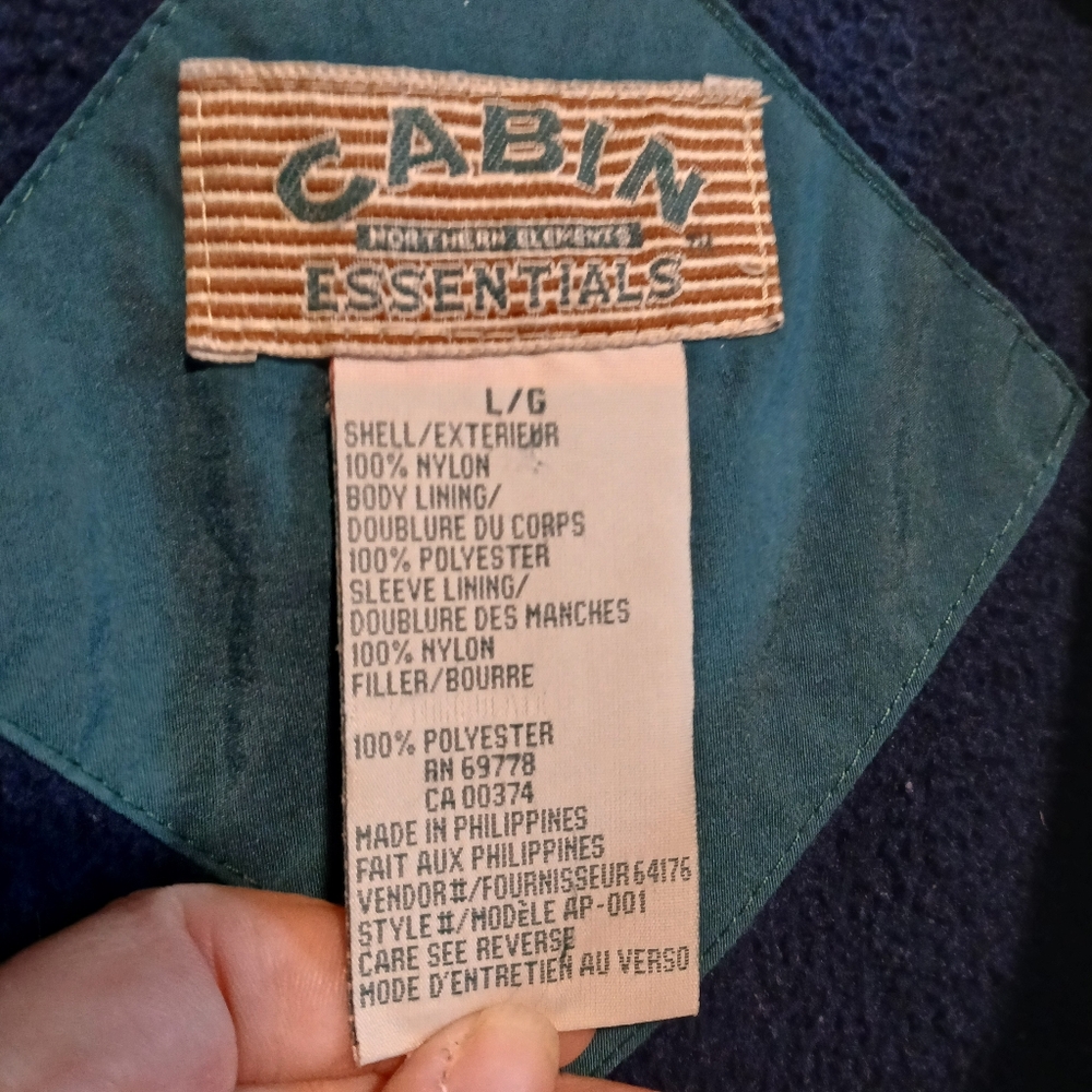 ​Vintage Northern Elements Cabin Essentials Fleece Lined Parka Jacket Navy/Green - Picture 4 of 14